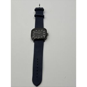 Geneva Quartz Men's Watch Square With Navy Blue Band  New Outside Box